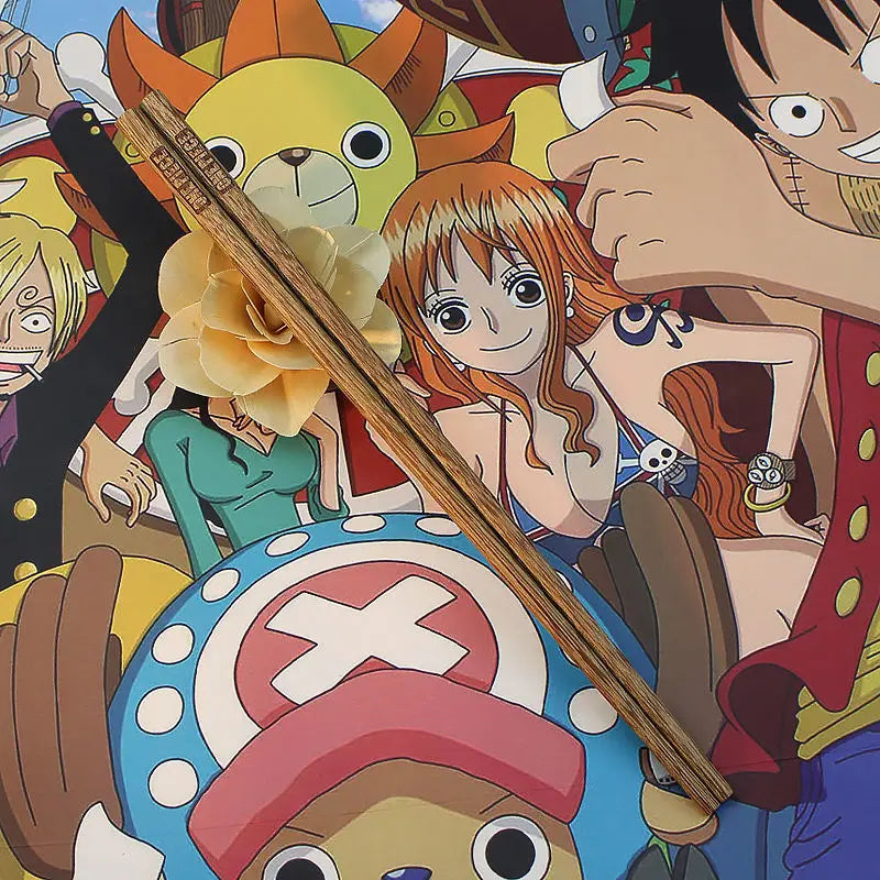 One Piece Engraved Wooden Chopsticks | One Piece